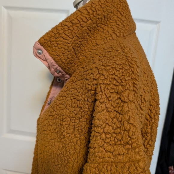 J.Crew Vintage Fleece Snap Pullover Teddy Sherpa Jacket Caramel Brown M EUC - Picture 2 of 7
